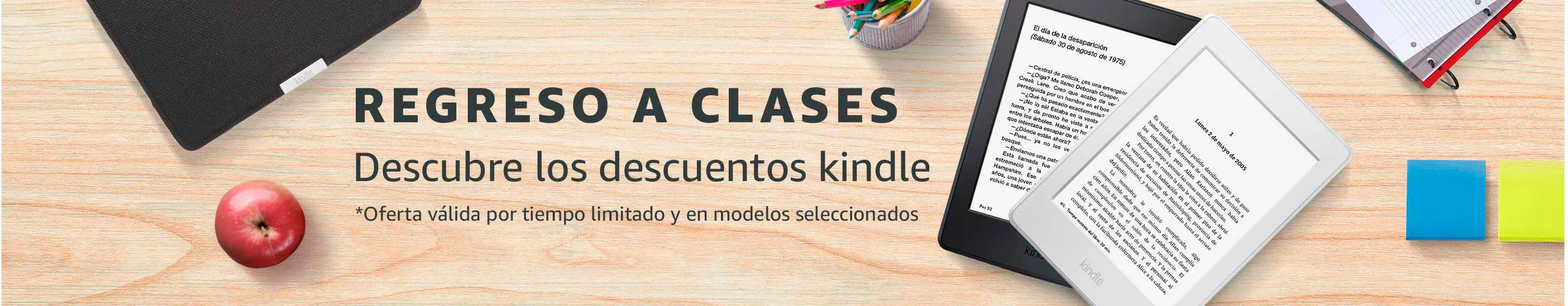 Back to School + Kindle desktop Hero for Amazon.mx
