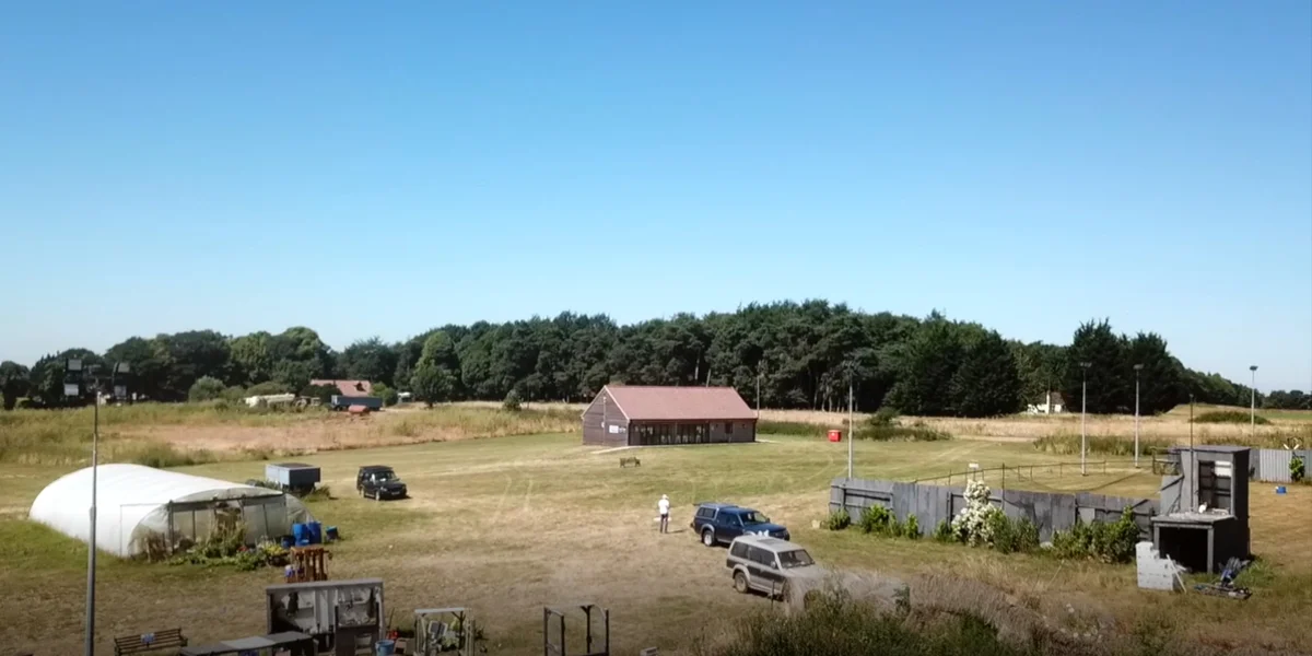 Aerial view over Chalk Farm Clay Ground - still from Andrew Sizeland drone video