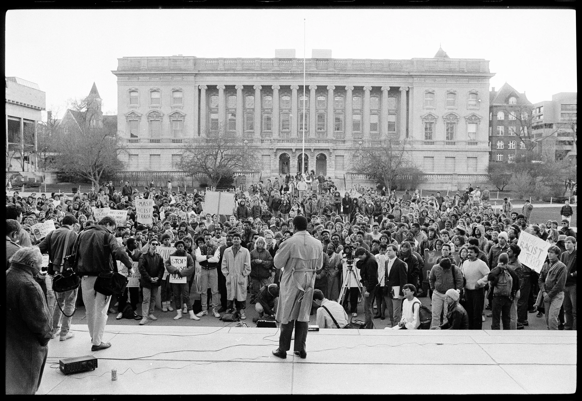 Anti-racism rally at the University of Wisconsin, 1988.