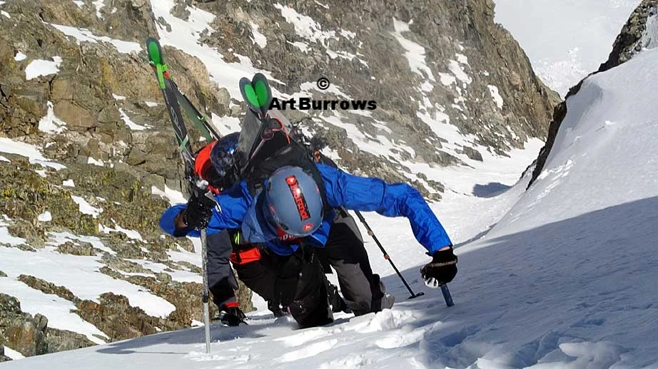 Ted Mahon ascends the Refrigerator Couloir