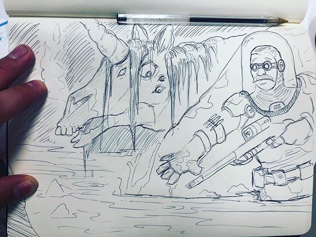 Muddy: through muck and slime Sir Wallern stalked his prey... or was it hunting him? #inktober2018 #inktober #muddy #sketch #ink #pen #artistsoninstagram