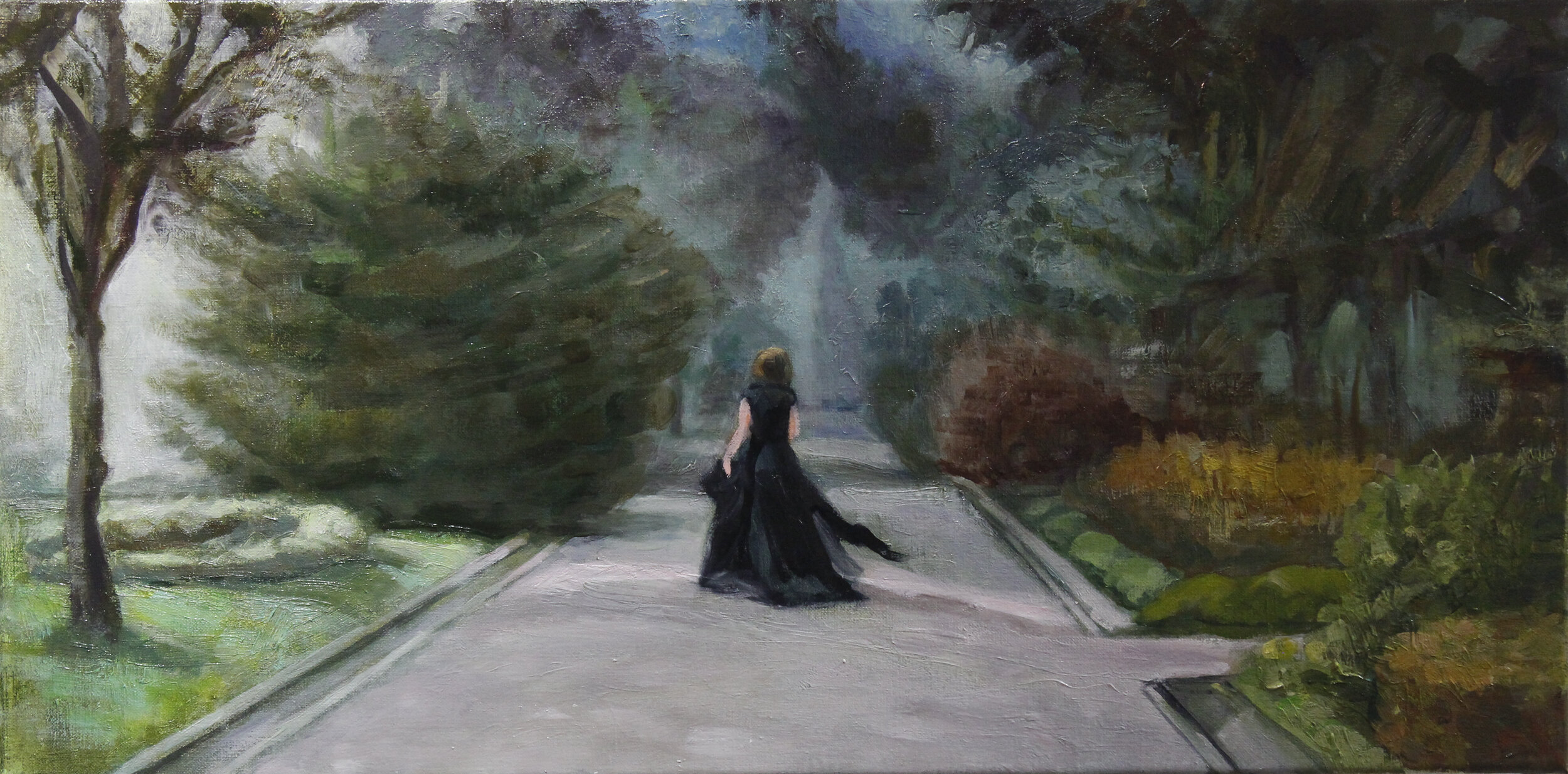 Homage to Luchino Visconti, 2020. Oil on linen, 15x30 inches.
