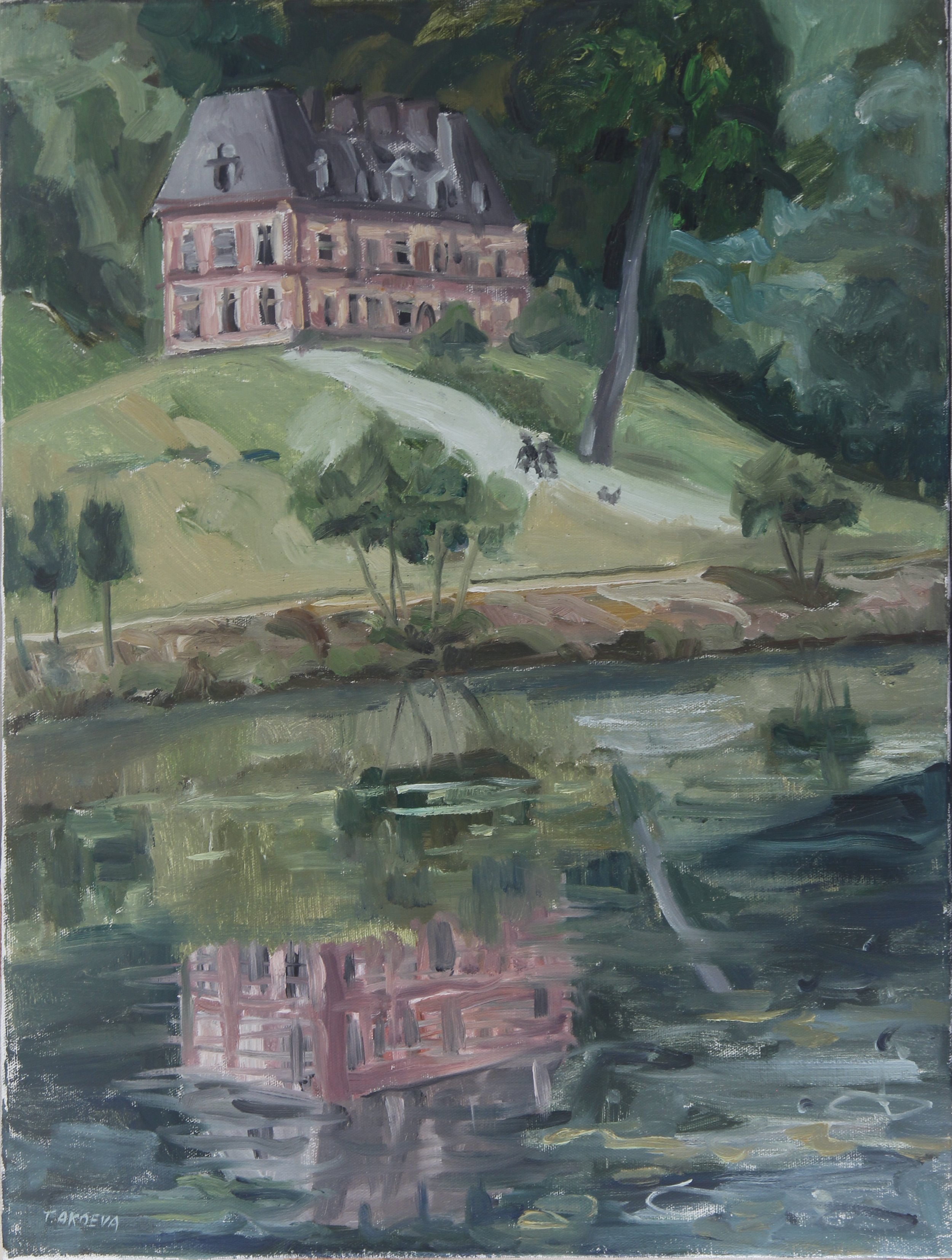 Chateau Orquevaux in the rain, 2023, Oil on linen