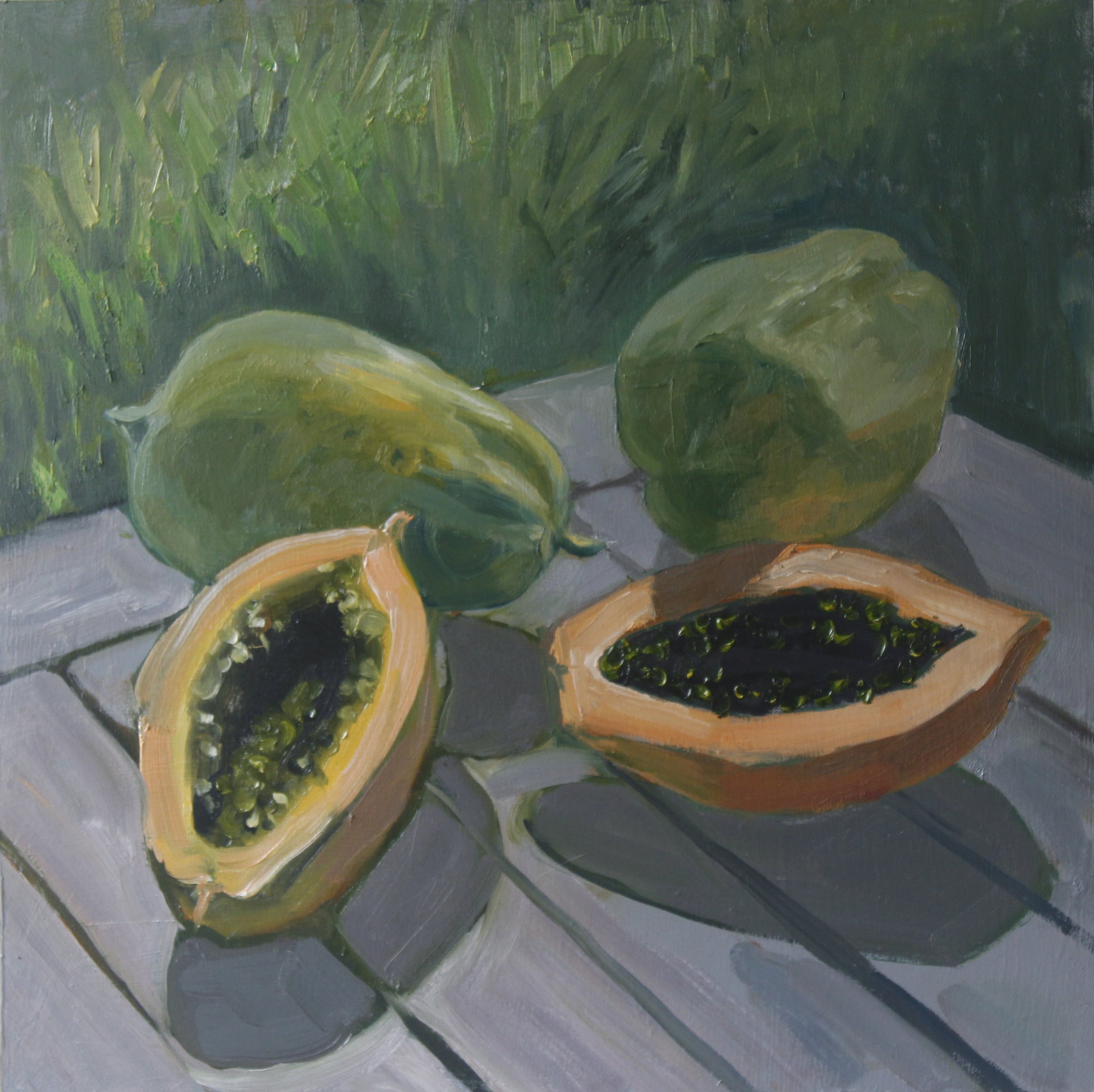 Papaya, 2022, Oil on board, 12x12 inches. Private Collection.