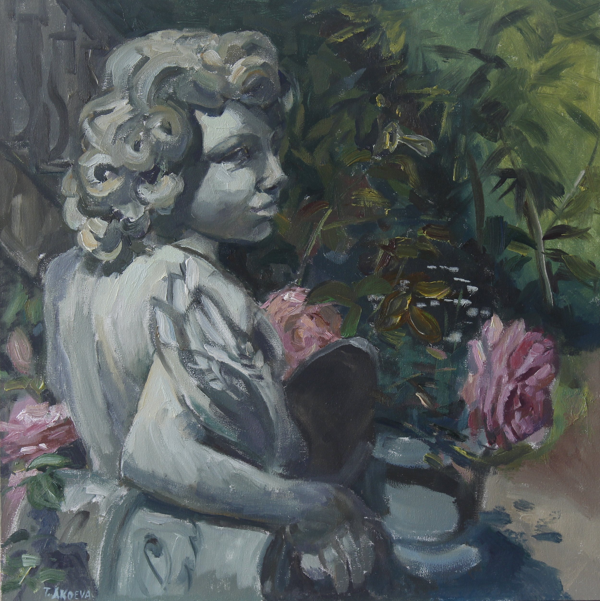 Cupid at Chateau Orquevaux, France, 2023, 20x20"