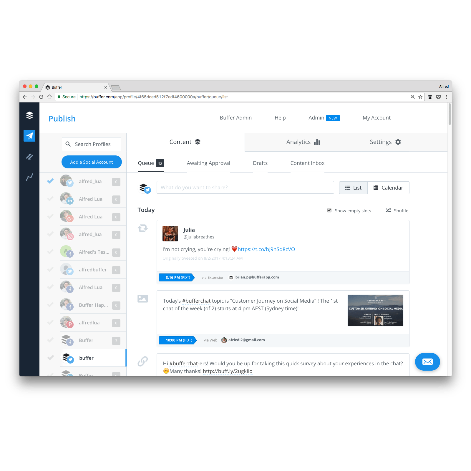 Buffer Social Media Scheduling