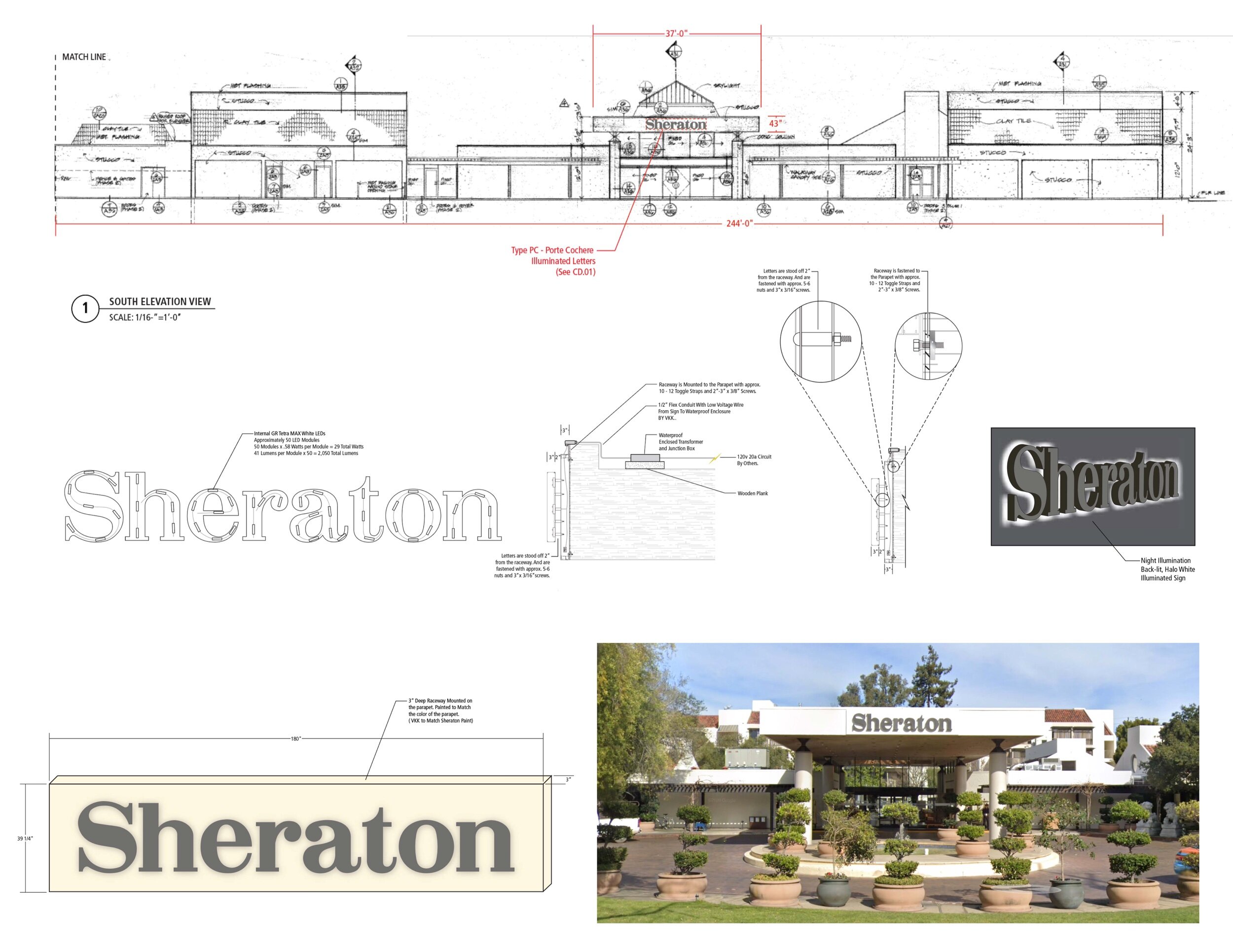  Sheraton of Palo Alto, CA wanted a new back illuminated channel letters. Production file drawings went through city permitting prior to installation. The sign was built on a light box backing as per request of the client. 