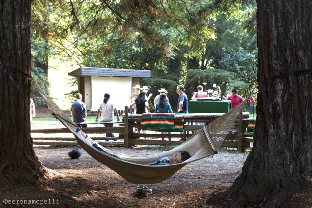 Relaxing in a hammock