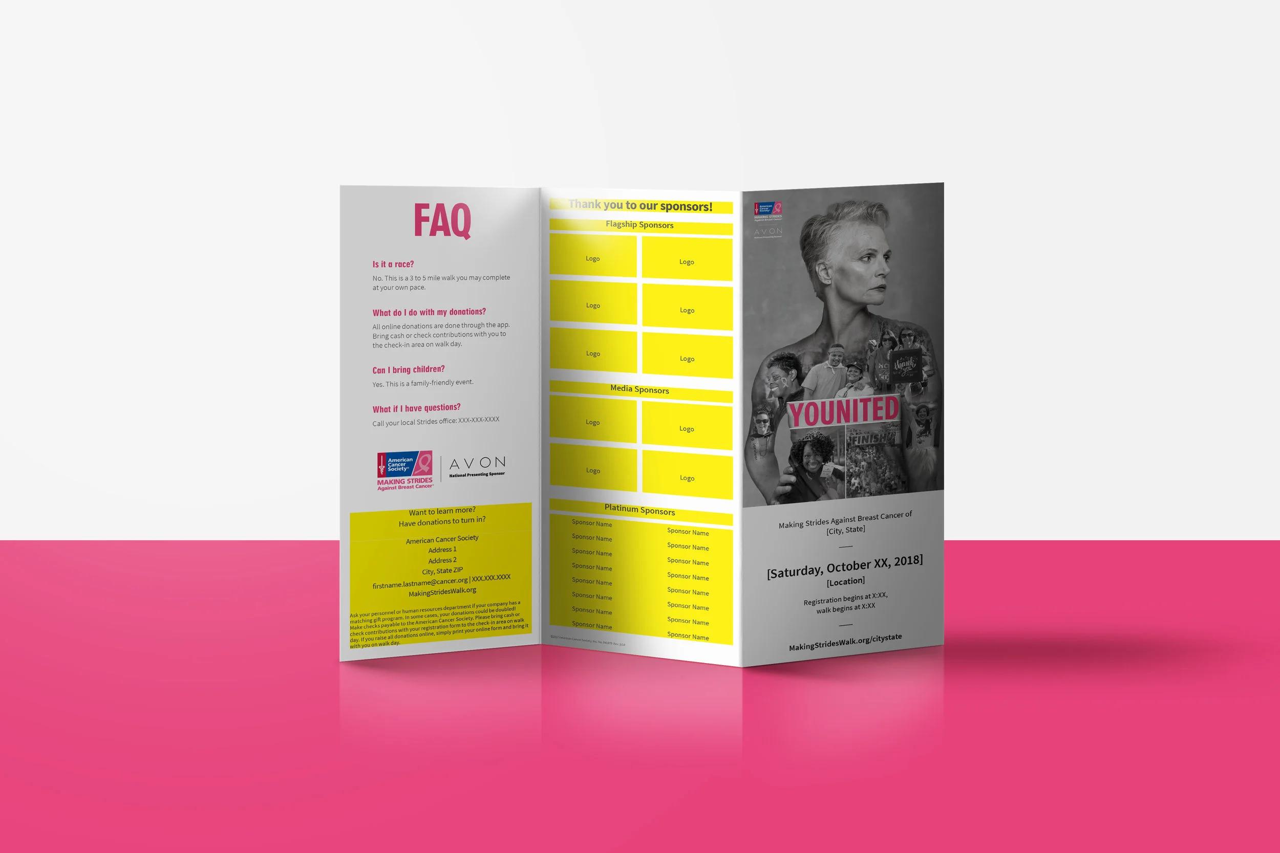 Tri-fold Brochure | American Cancer Society | Making Strides Against Breast Cancer Campaign 2018