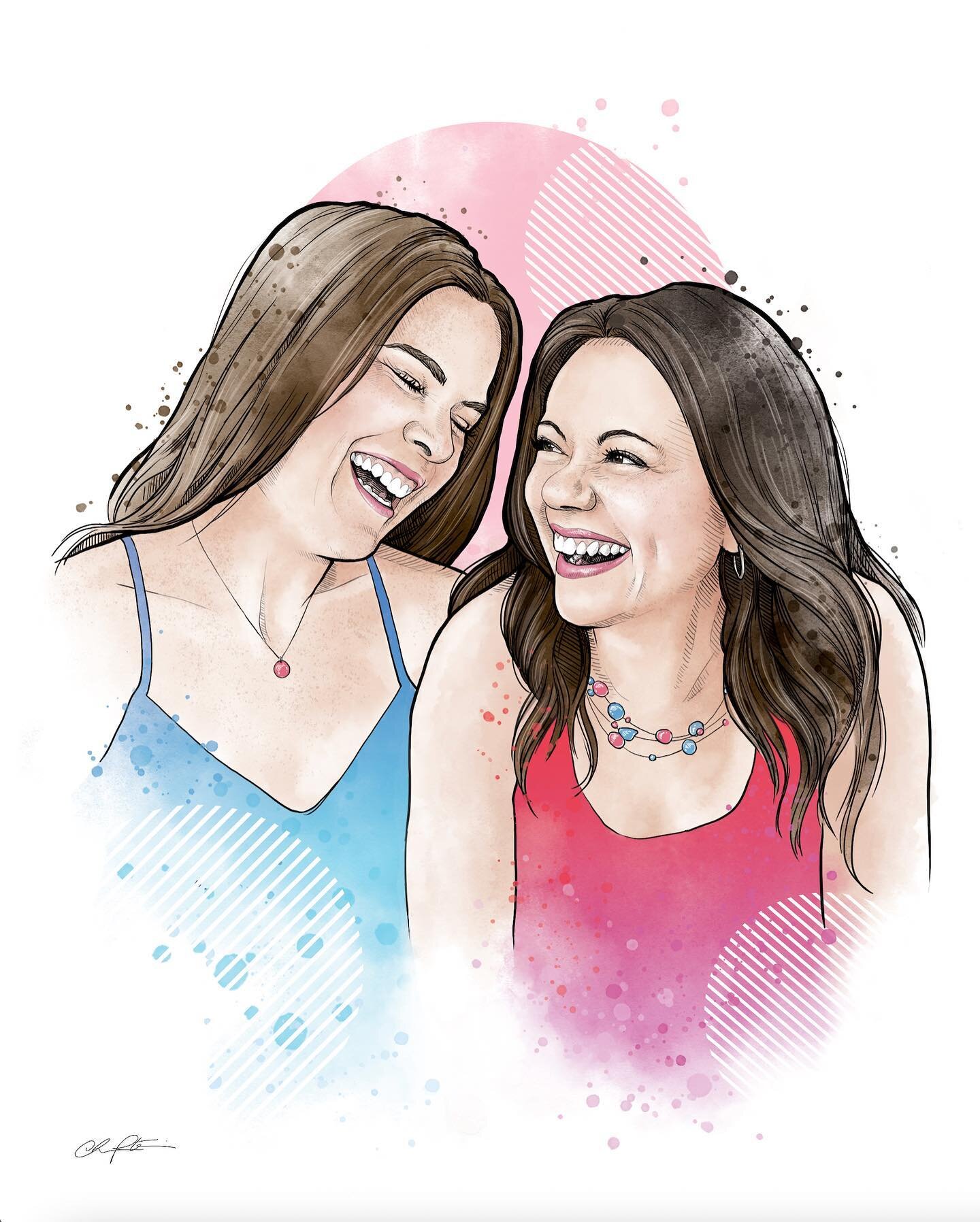 Bestie portrait! 👯&zwj;♀️ These ladies are business partners (co-founders of the awesome @patchdesign) and amazing friends! 💕 

Heads up! 📣 There are only 4 spots left for custom commissions in time for Christmas! Don&rsquo;t snooze on this one be