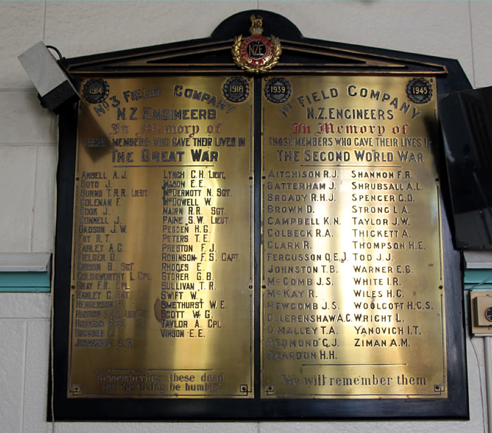 WWI and WWII memorial to the Royal New Zealand Engineers