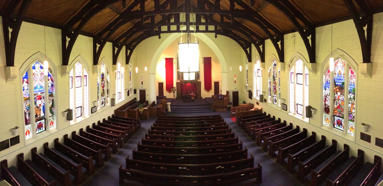 St David’s in its traditional layout.  With a gently raked floor and padded pews there’s not a bad seat in the house