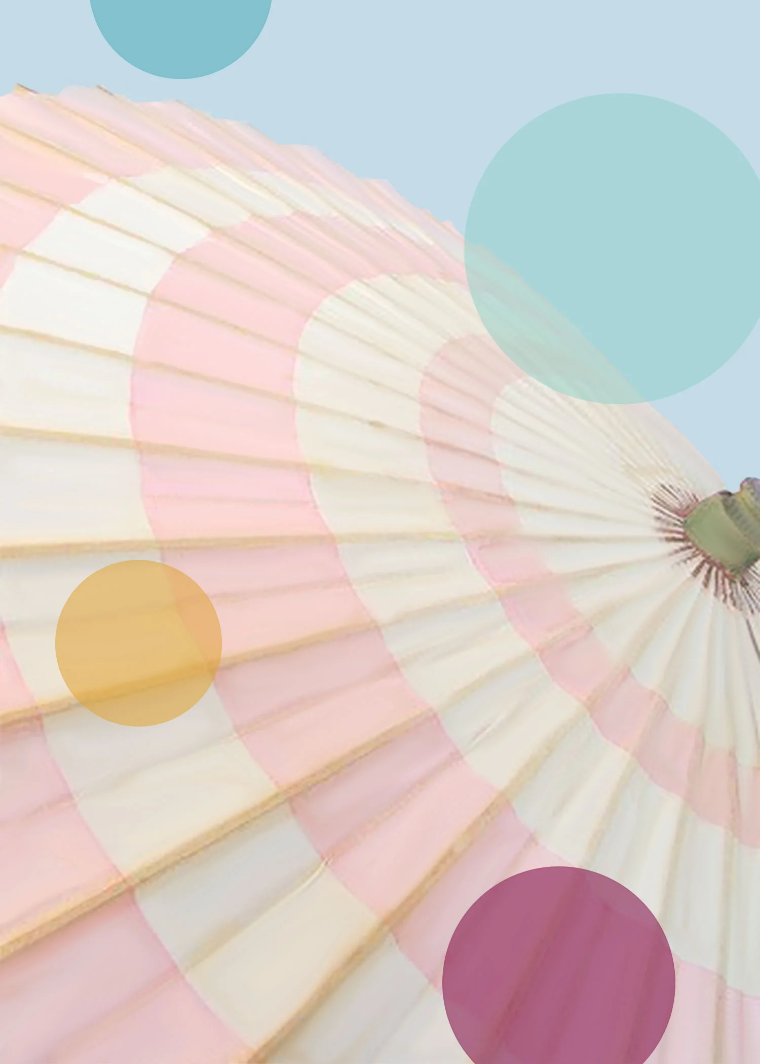 pink and white stripe umbrella with circles