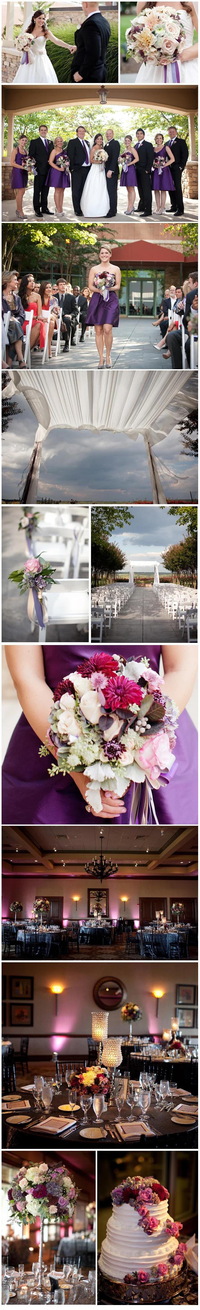Rich jewel tones b rought this Lansdowne Resort event to life. Beautiful plums and purples against the deep wooden tones of The Clubhouse interior added an air of sumptuousness to the space. A well-balanced contrast with the airy and bright ceremony held outdoors on the premises, the reception created an atmosphere rich with romance and warmth, uniting guests in their common celebration of the newlyweds. Images by Kristen Gardener.
