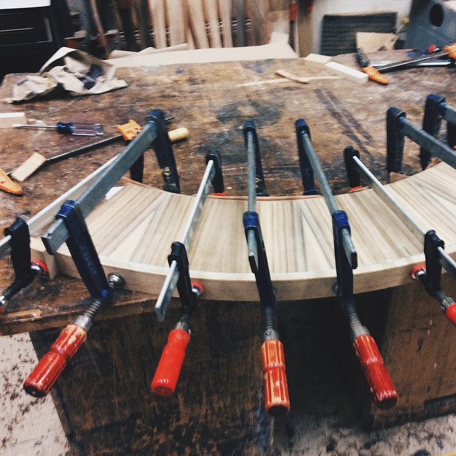 Assembling the curved table leaves for the walnut and sink cypress dining table #vscocam #inprogress #furniture #furnituredesign #woodcraft #mnmade #stpaul #custom