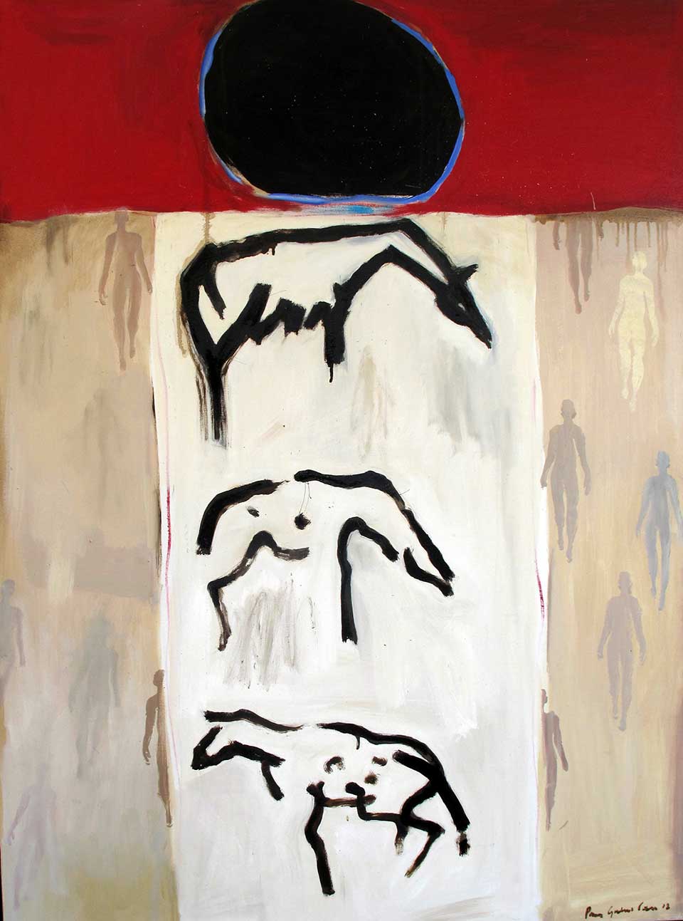 Journey . Oil and tar on canvas. 130 x170 cms (2013)