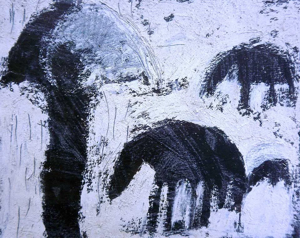 Study for Herder in the Rain . O il, tar and lime on canvas. 50x50-cms. (2012)