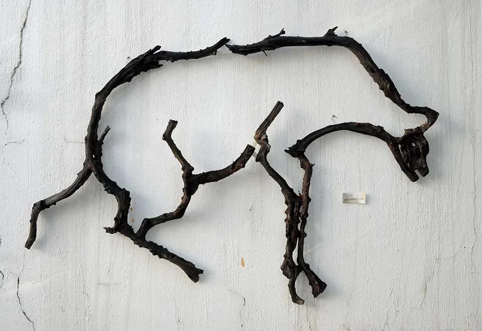 Slouching Hyena . Mopane heartwood and steel. 350 x 240cm. (2013)