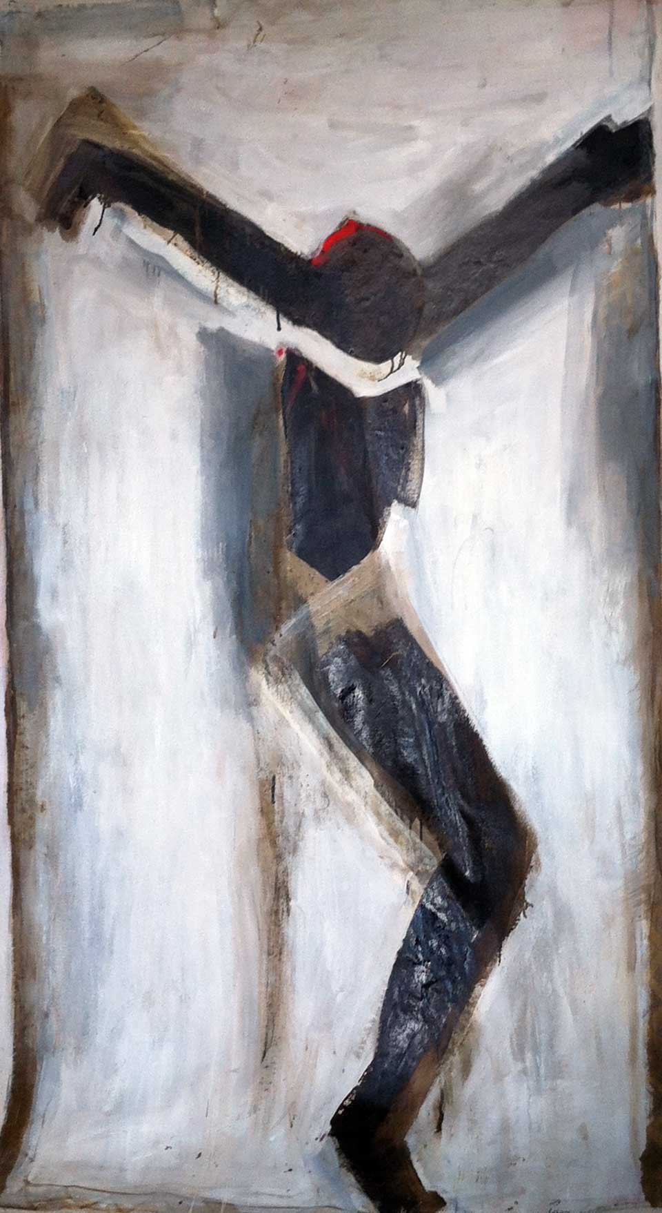 Transformation Figure . Oil, tar and lime on canvas. 114 x200 cm. ( 2014)