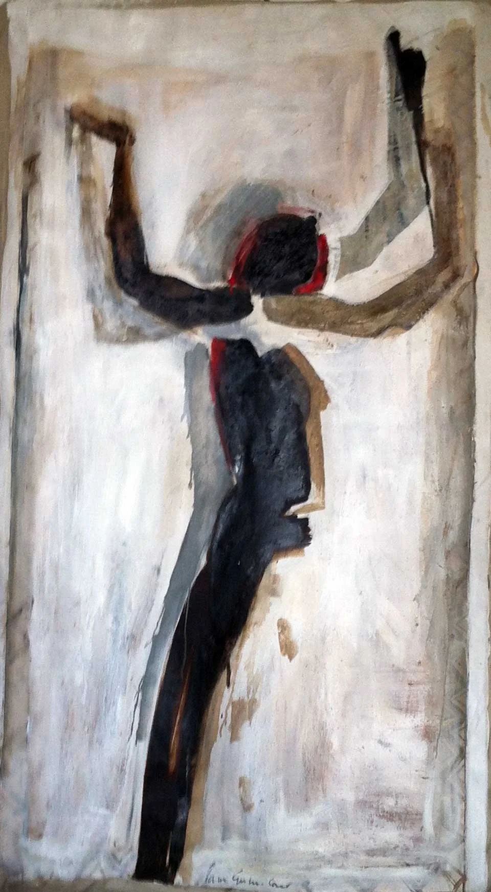 Transformation Figure 2 . O il, tar and lime on canvas. 114 x200 cm . ( 2014)