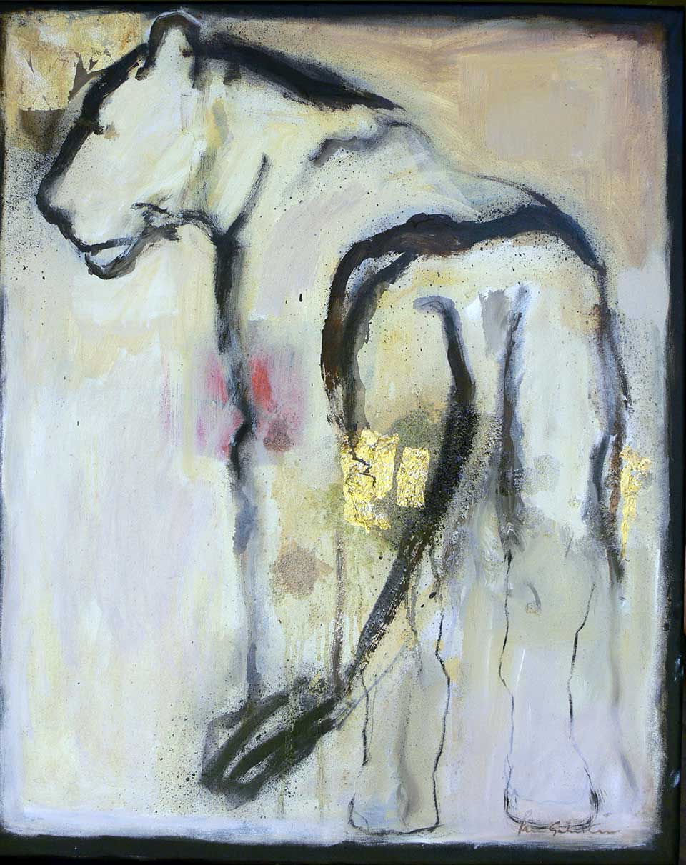 Spirit Lion . Oil and gold leaf on canvas. 60 x 80 cm. (2010)