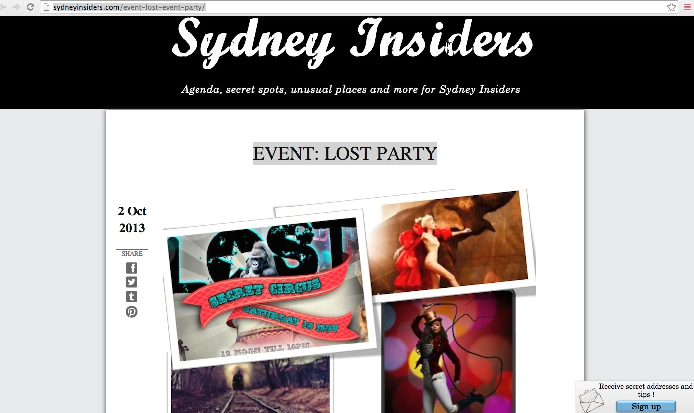 Sydney Insiders Event: LOST PARTY