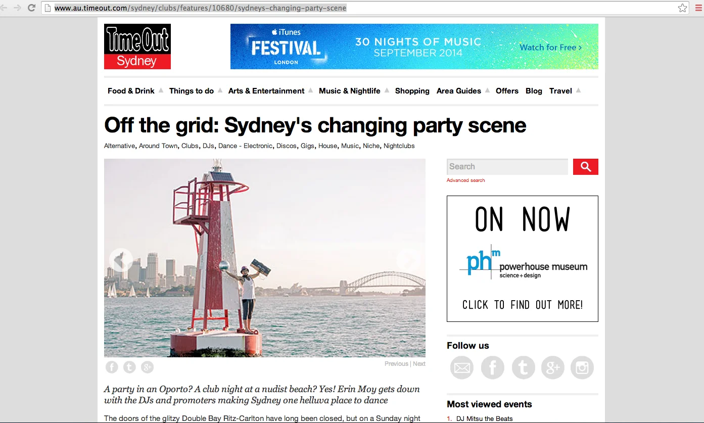 Time Out Magazine: Sydneys Changing Party Scene