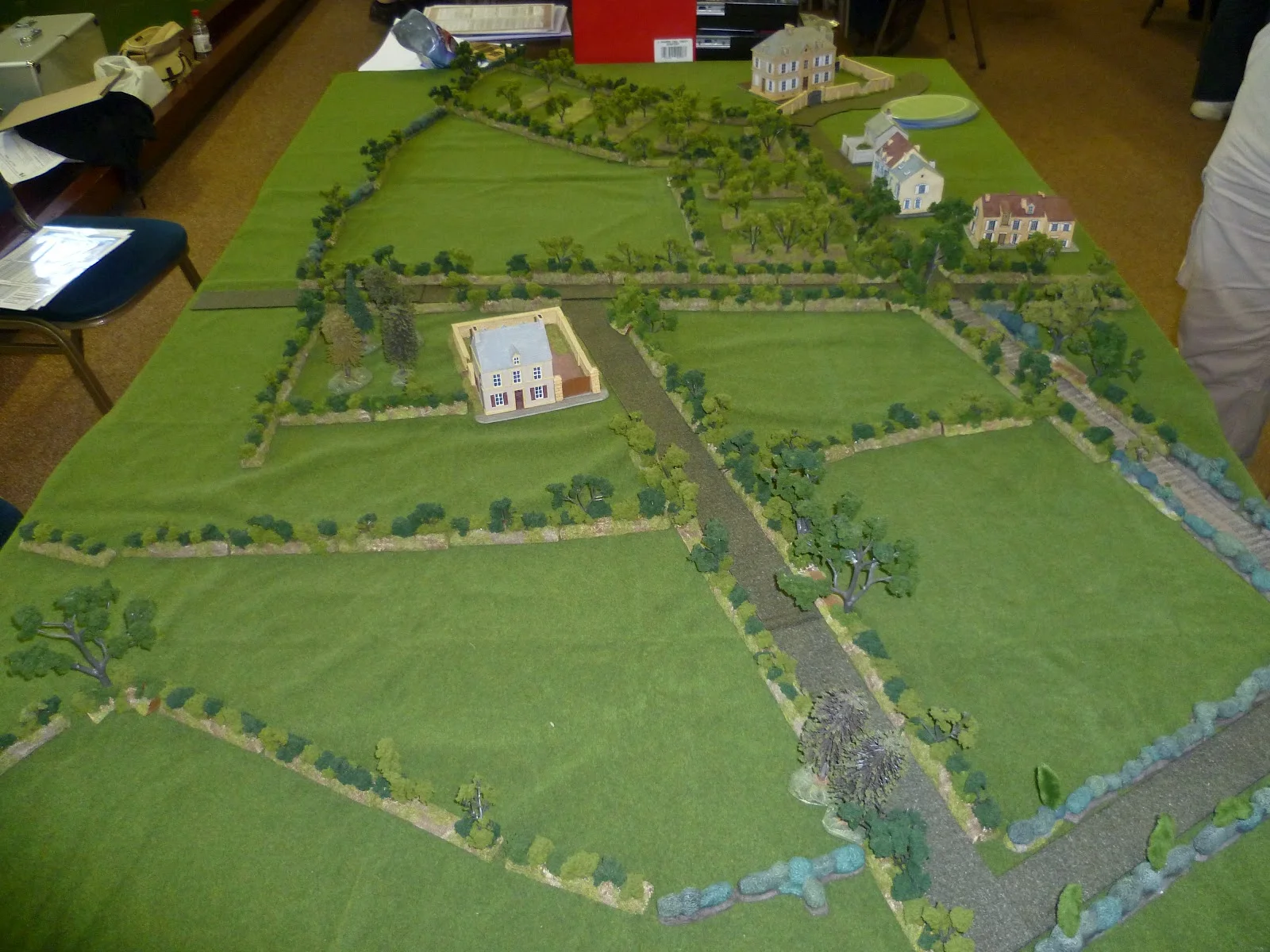 View from the west with the farm centre table and Neuville top right