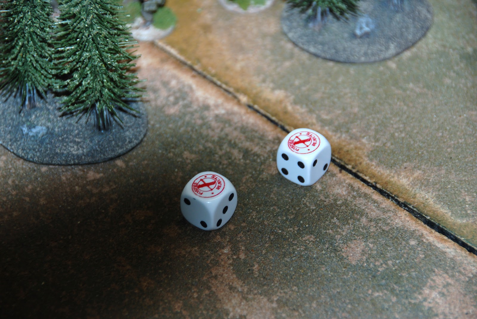 Posties Rejects dice saw first action: two bloody "ones"!