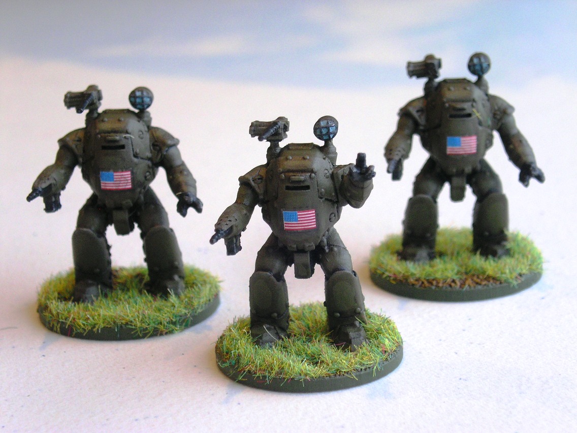 Three painted Coyotes