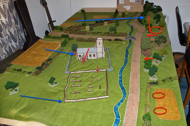 Initial plans, Panther locations marked by ovals. 