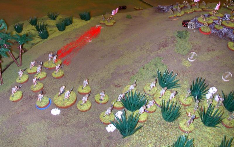   The Brits get payback: withering fire decimates the Japanese flanking section.  