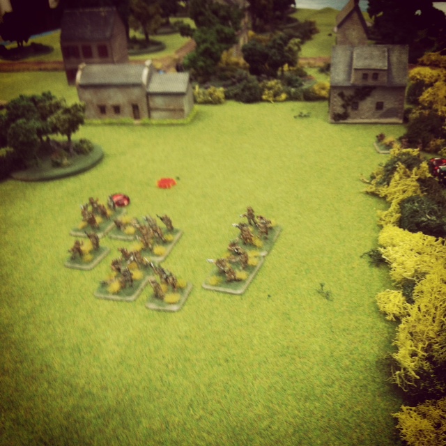 he British blind is exposed, take fire and break for hedge in the distance