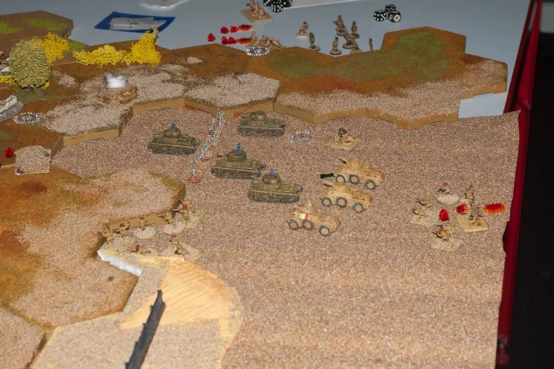 After a bombing run, two squads and company commander are down, tanks escaped with scratches.