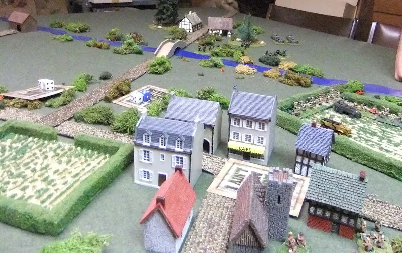 My first platoon and the infantry guns across the river engage the French in the field