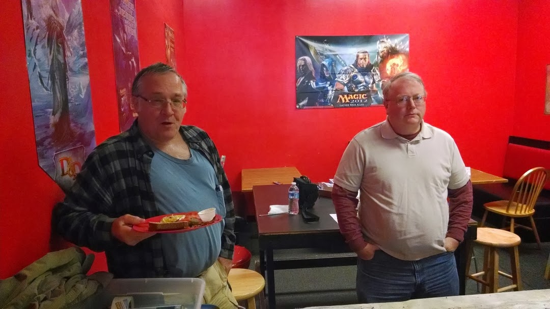 Doug is to the left and enjoying one of Gigabytes excellent breakfasts. John is to the right