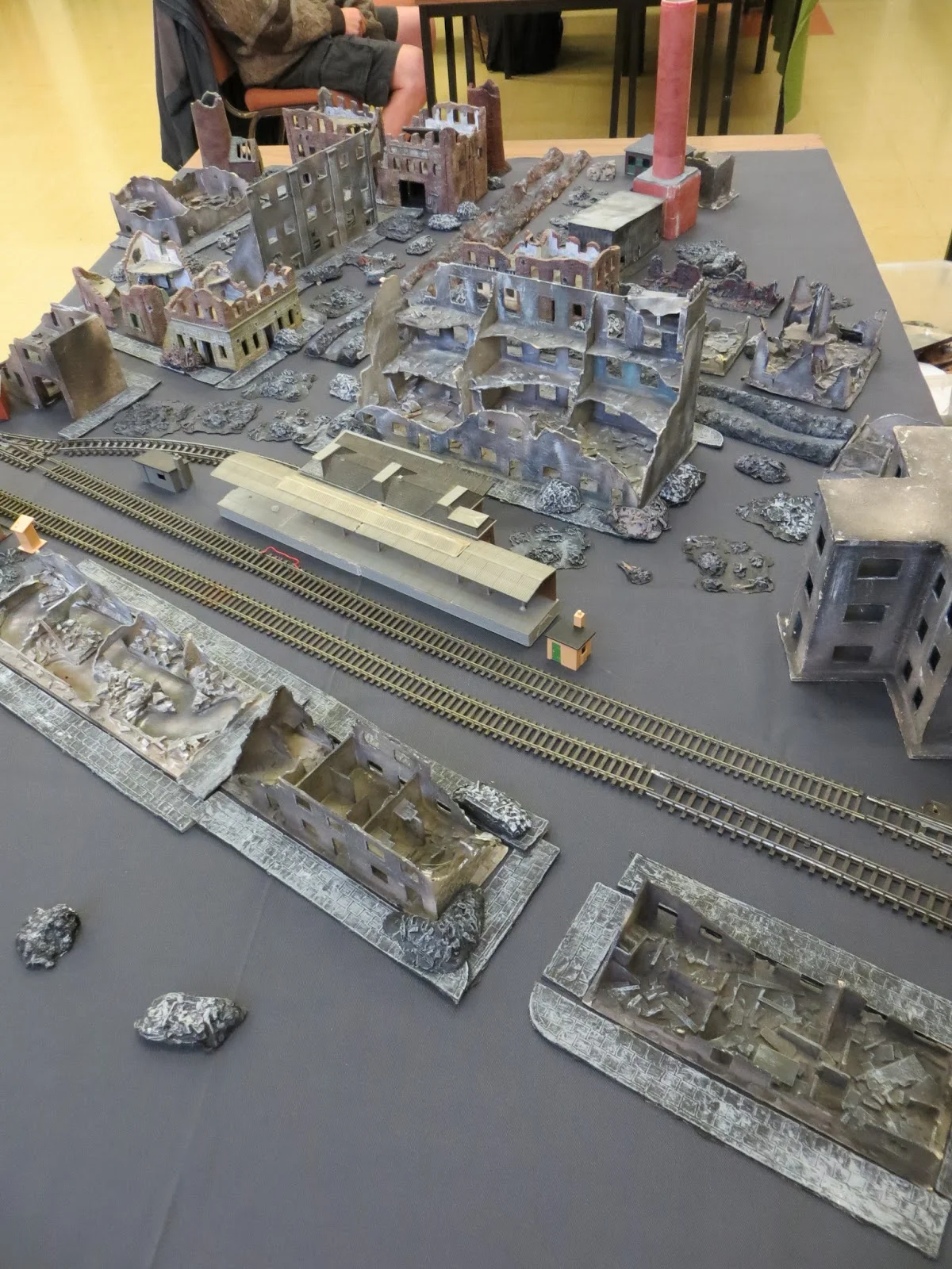 Stalingrad No2 Railway Station with ruined Central Railway Hotel behind 