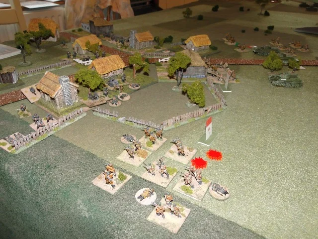 The German section and an HMG open fire, cutting down the Soviet platoon caught short