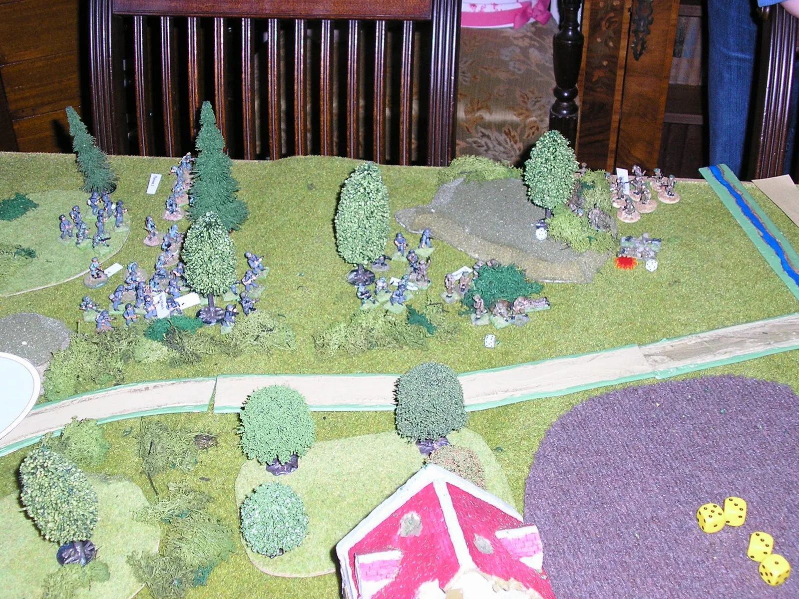 The remnants of 8 Platoon under attack - CHQ on the right of the picture