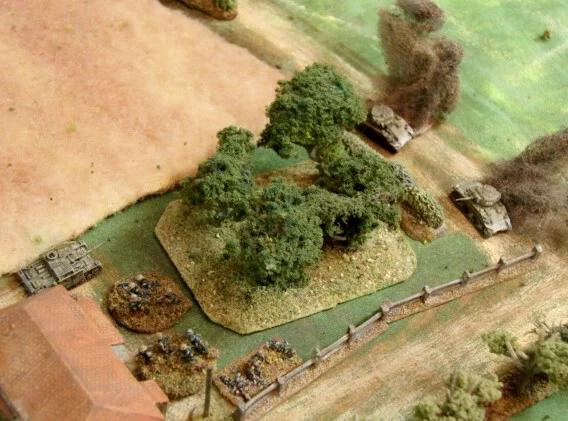 StuG gets in the first hit Remaining StuG takes out a Sherman and gets some help from down the road as the Marders spot and brew up the other M4.