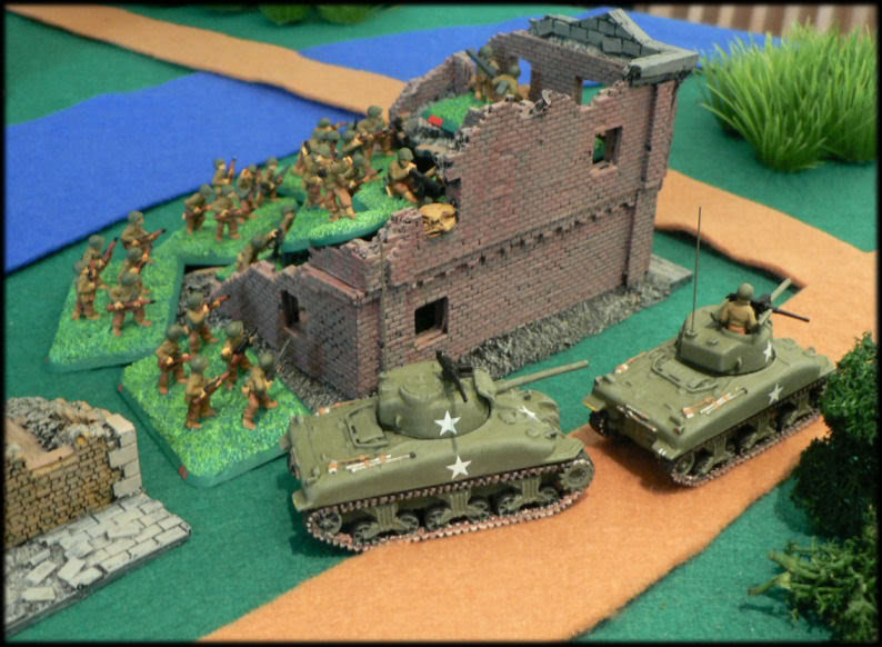 Two shermans and a US platoon makes an easy target...