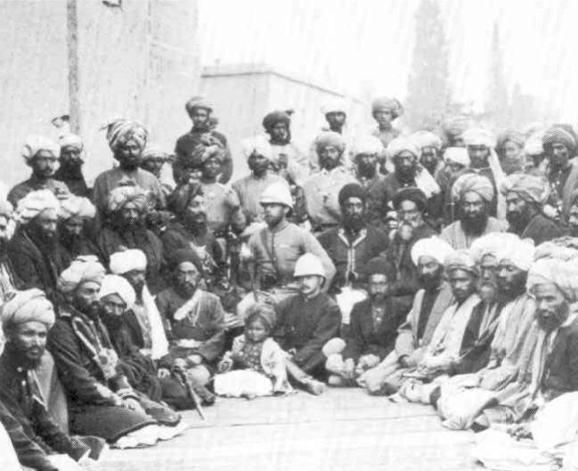 Major Sir Louis Cavagnari (seated on chair, centre) in Kabul