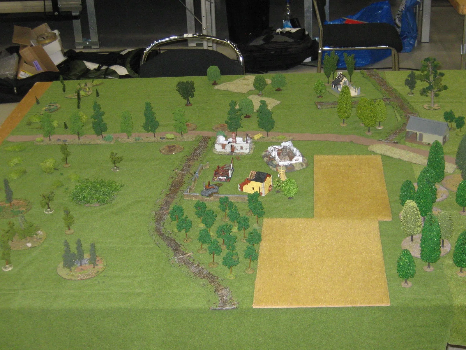 The setup. Germans attack along the left board edge.