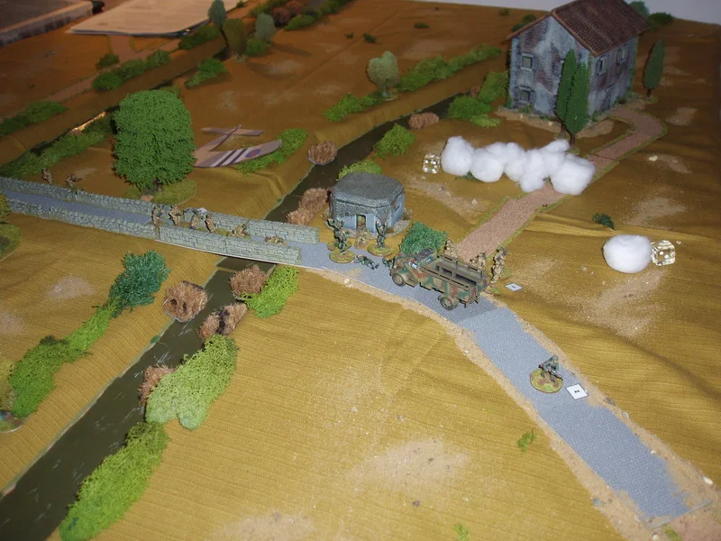 The game ends with 15 Pl securing the northern end of the bridge and the LMG gunner running for Syracuse having lost his bottle.
