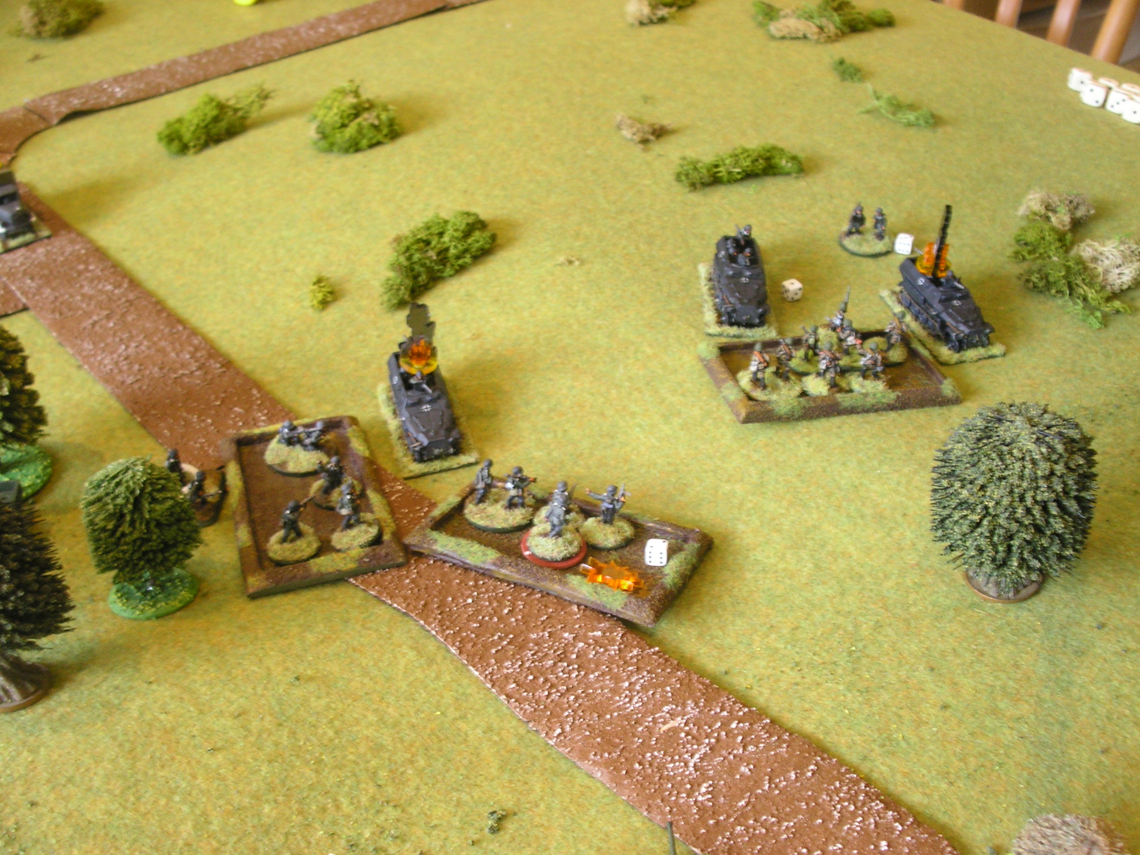 the soviets are about to charge down the hill: things look bad for the battered germans...