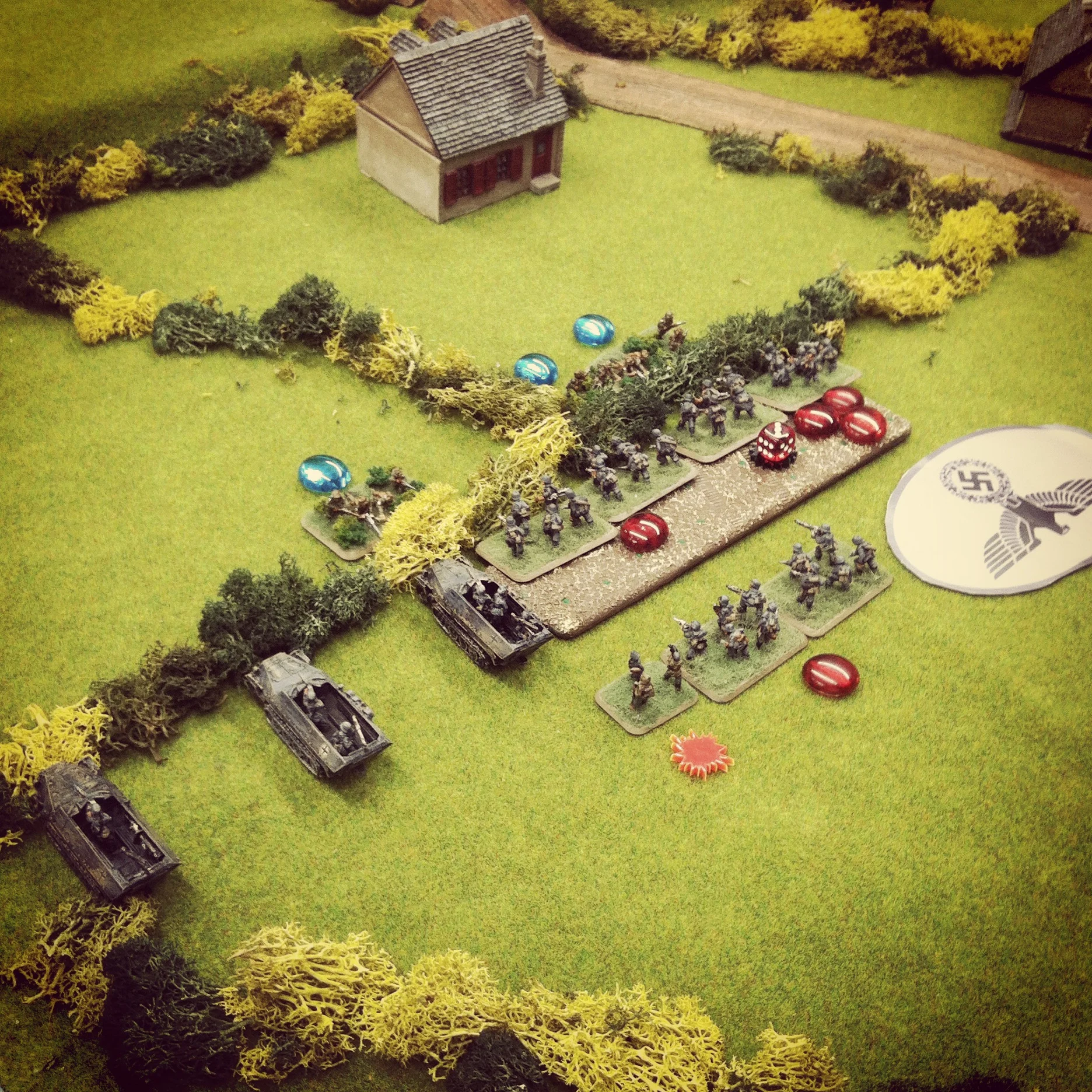 A German platoon encounters a minefield and takes heavy casualties