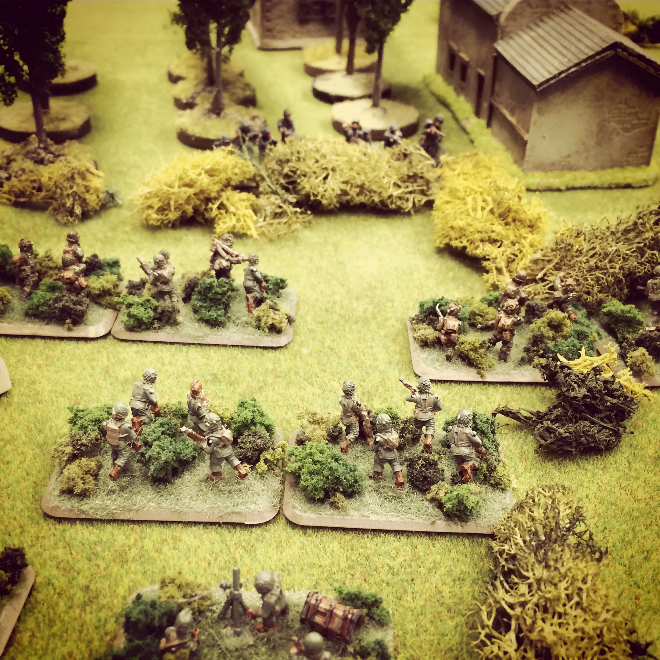 American and German forces simultaneously surprise each other near the farm