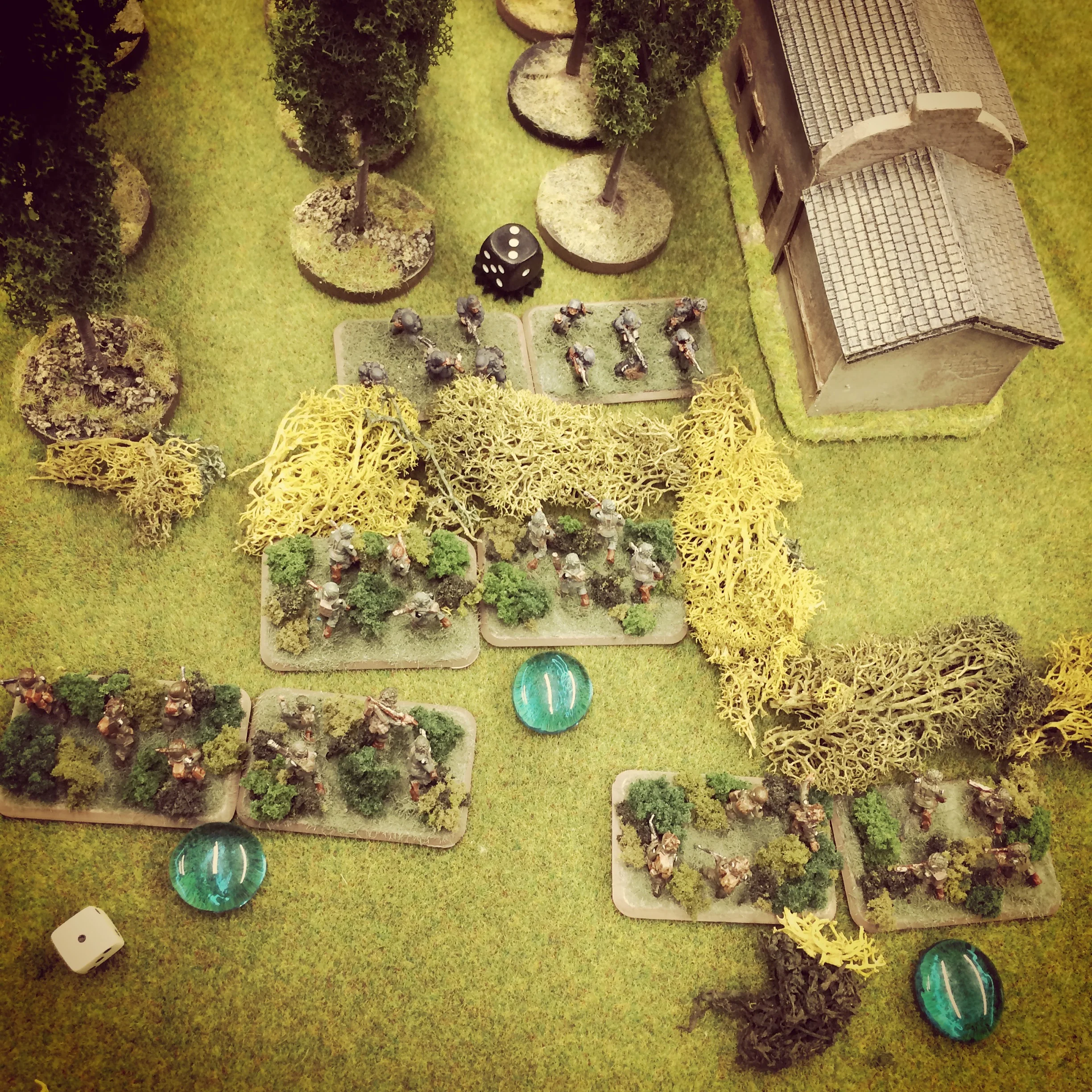 A close assault erupts in the woods behind the barn