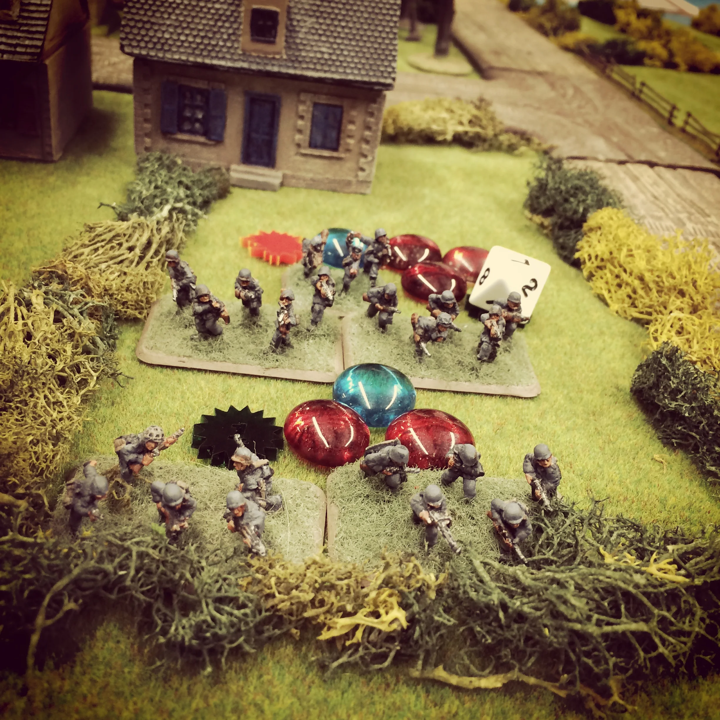 The remnants of the first German rifle platoon look to reposition to cover