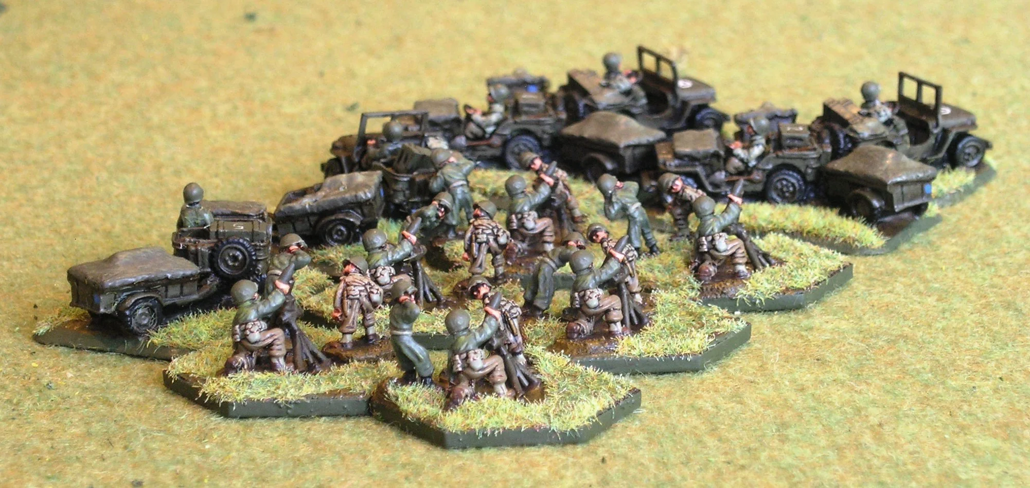 Mortar Platoon (6 x 81mm Mortar, 6 x Jeeps with trailers)